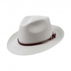 Белая соломенная шляпа Федора с кожаным ремешком
