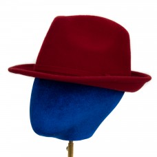 Шляпа федора меленькие поля бордового цвета