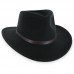 Черная шляпа Аутбек с кожаным ремешком и пером