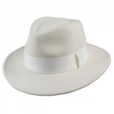 Шляпа федора с прямыми полями Цвет белый