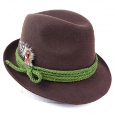 Баварская шляпа фетровая с пером коричневая