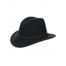 Черная шляпа Australian Fedora Leather Strap