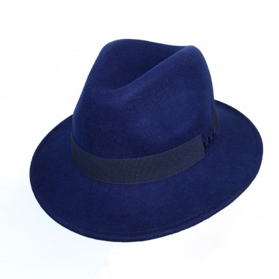 Женская шляпа синяя Riff Fedora средние поля 